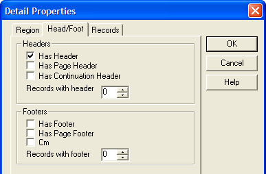 Detail Head Foot Properties